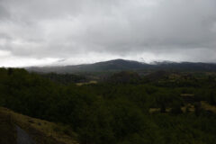 Mt. St. Helens hiding in the low clouds and valley with trees and hummocks on May 18, 2025. Photo: Bryan Dorr.